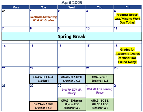 April Testing Dates